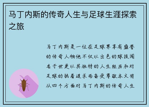 马丁内斯的传奇人生与足球生涯探索之旅